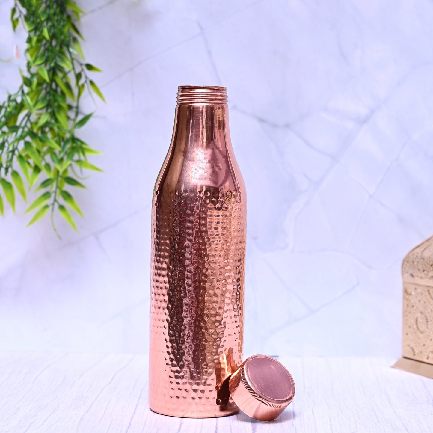 Pure Copper Hammered Design Water Bottle Plain Unique Design Capacity 1000ML