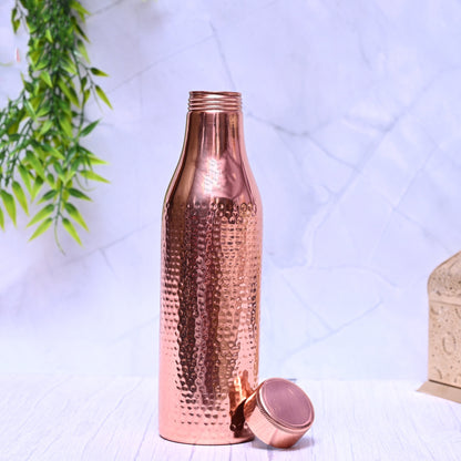 Pure Copper Hammered Design Water Bottle Plain Unique Design Capacity 1000ML
