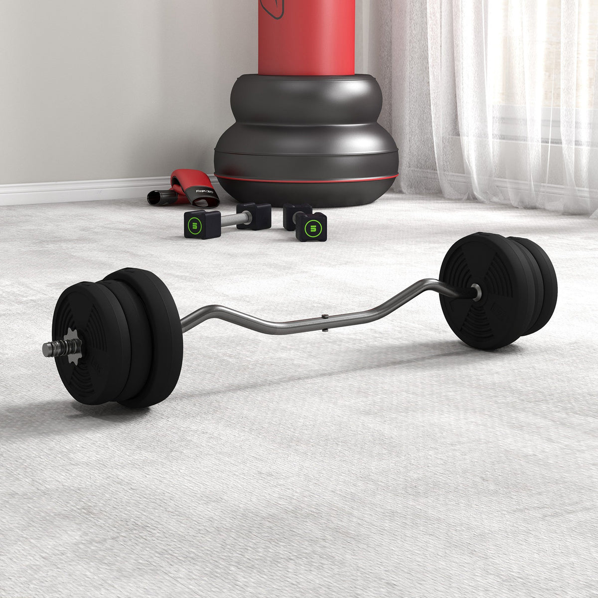 50LBS Barbell Weight Set, Adjustable Weights with Curl Bar for Home Gym Women and Men Weight Lifting Training
