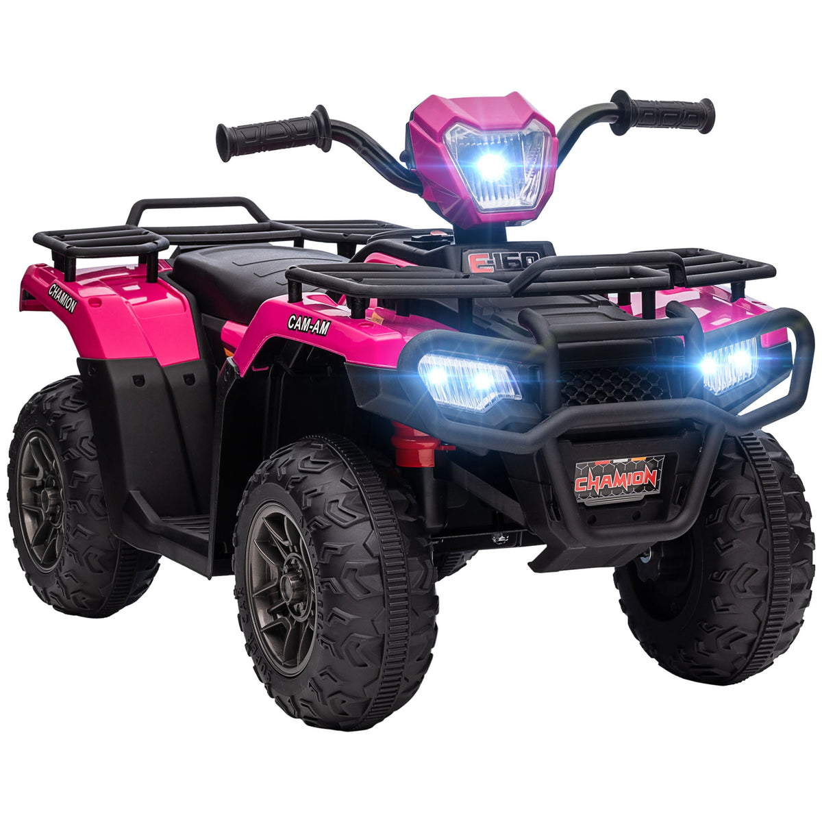 12V Kids ATV Quad, 4 Wheeler Battery Powered Electric Vehicle with Music MP3, Headlights, High Low Speed, Treaded Tires, for Boys and Girls Ages 37-60 Months, Pink