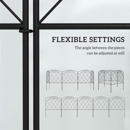 5 Pack Garden Fencing for Yard, Decorative Fence Panels as Flower Edging, Swirls Black