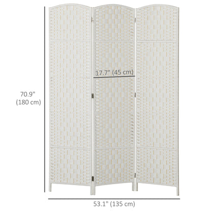 6ft Folding Room Divider, 3 Panel Wall Partition with Wooden Frame for Bedroom, Home Office, Natural