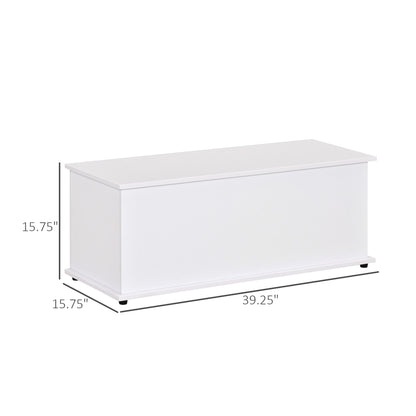 39.5" Storage Chest with 2 Safety Hinges, Storage Box Organizer with Flip-Top Lid, Entryway Storage Bench, Black