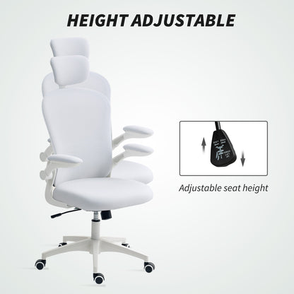 Office Chair, Mesh Computer Desk Chair with Adjustable Headrest, 4D Lumbar Support, Flip-up Arm, Grey