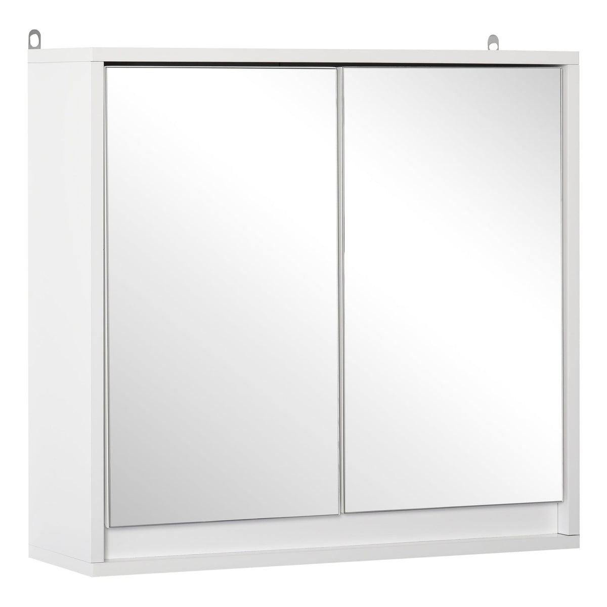 Wall Mounted Bathroom Medicine Cabinet Mirrored Cabinet with Hinged Door 2-Tier Storage Shelves White