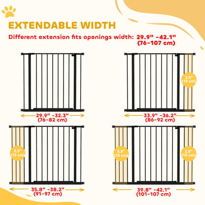 Pressure Fit Dog Gate Pet Barrier for stairs doorway, 29.9''- 42.1'' Width White