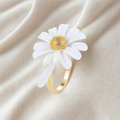Daisy Petal Open Ring | White & Gold