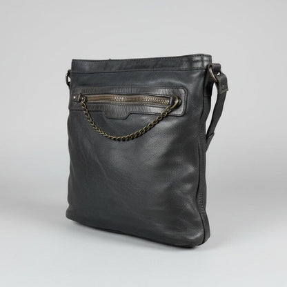 MET Premium Cow Leather Crossbody Bag with Chain Zipper Detail