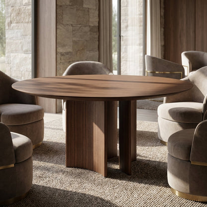 Crescent Pedestal Round Dining Table