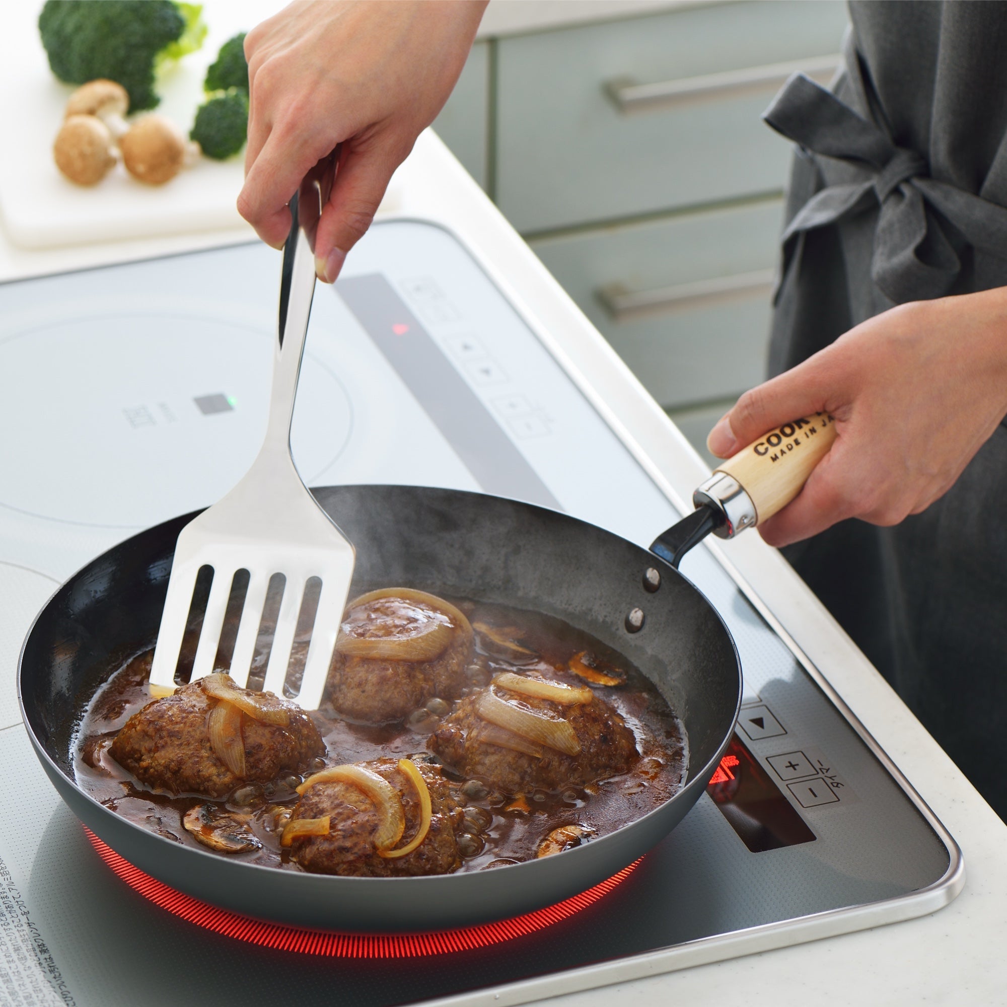 Yoshikawa Cook-Pal Ren Deep Frying Pan 24cm– Nitrided Carbon Steel, Made in Japan