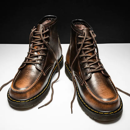 Men's High-Top Cowhide Martin Trendy Tooling Boots