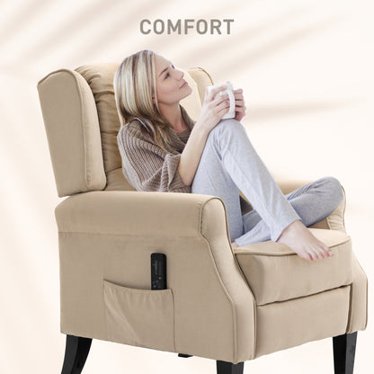 Push Back Recliner Chair, Vibration Massage Recliner for Living Room with Extendable Footrest, Remote, Pocket, Blue
