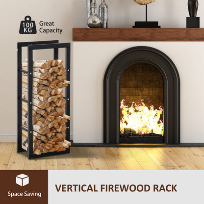 15.7" x 9.8" x 39.4" Firewood Rack Outdoor, Log Holder Fireplace Storage Rack with Handles and 220 lbs. Weight Capacity, Black
