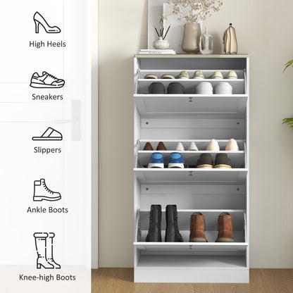 Modern Shoe Storage with 3 Flip Drawers and Adjustable Shelves, Shoe Cabinet Organizer for 12-18 Pairs of Shoes, Black
