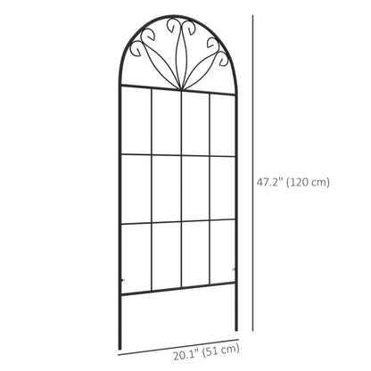 Metal Garden Trellis Pack of 2 for Climbing Plants, Arched Grid Trellis Panels, 20" x 60", Black