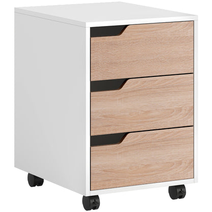 3 Drawer File Cabinet, Mobile Vertical Filing Cabinet with Wheels, Printer Stand with Storage for Home Office, Oak