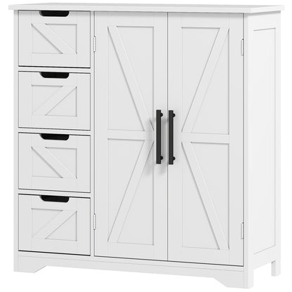 Bathroom Floor Cabinet, Farmhouse Bathroom Storage Cabinet with Adjustable Shelf, Black