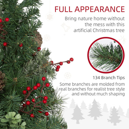 2ft 2 Pack Artificial Christmas Tree, Pre Lit Christmas Tree with Red Berries and Pine Cones, Battery Operated, Green