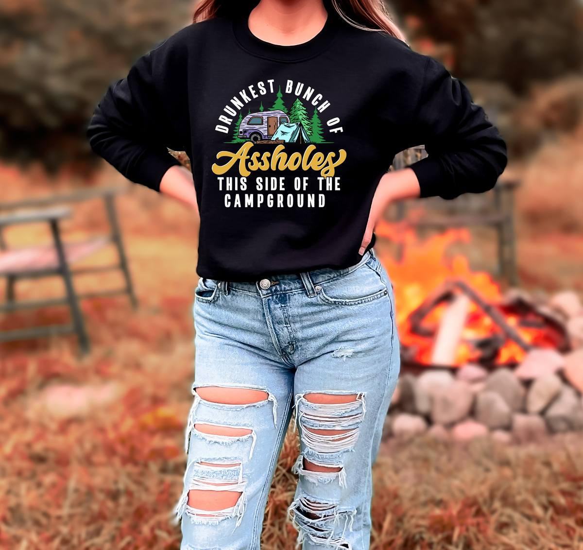 Drunkest Bunch Of Assholes Crewneck Sweatshirt | Lake Clothing
