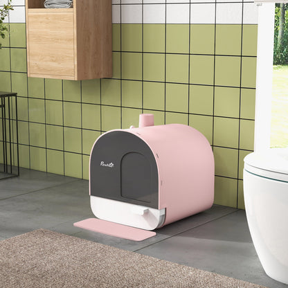 Cat Litter Box with Lid, Removable Tray, Scoop, Filter, Green