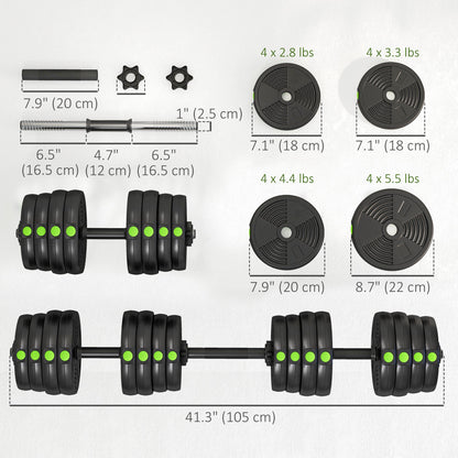 33LBS 2-in-1 Adjustable Barbell & Dumbbells Set, Weights Set with Non-slip Handles for Men and Women Home Gym Training