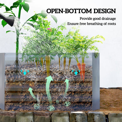 6' x 3' x 2' Raised Garden Bed, Galvanized Planter Box for Growing Flowers, Herbs and Vegetables, Brown