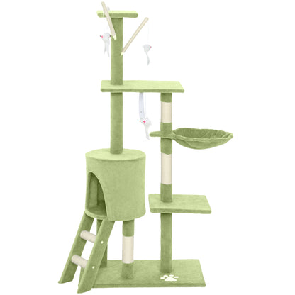 53" Cat Tree Tower, Kitten Activity Centre with Scratching Posts, Condo, Perches, Ladder, Hammock, Dangling Toys, Grey