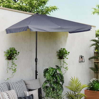 9.8ft Half Umbrella Semi Round Patio Parasol with Crank Handle, Top Vent for Garden, Balcony- NO BASE INCLUDED, Green