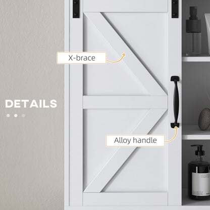 Bathroom Medicine Cabinet, Wall Cabinet with Sliding Door and Adjustable Shelf, 22.8" x 7.8" x 24.4", White