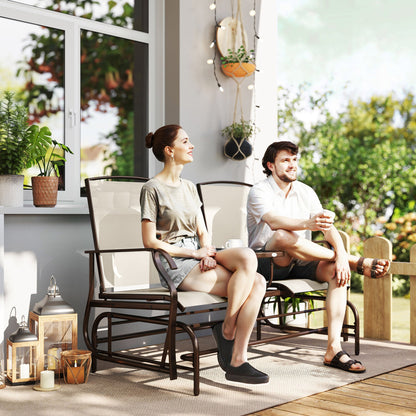 Patio Glider Rocking Chair 2 Person Outdoor Loveseat Rocker Garden Furniture Bench, Grey