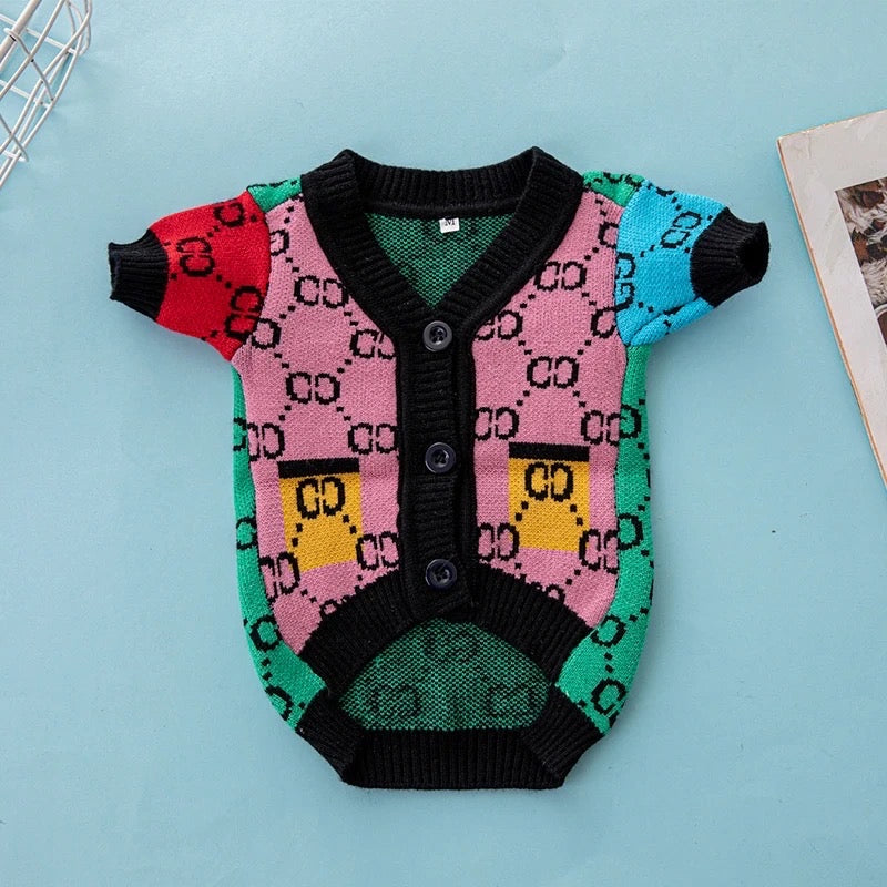 GiGi Rainbow Sweater – Luxury Knit Streetwear for Dogs