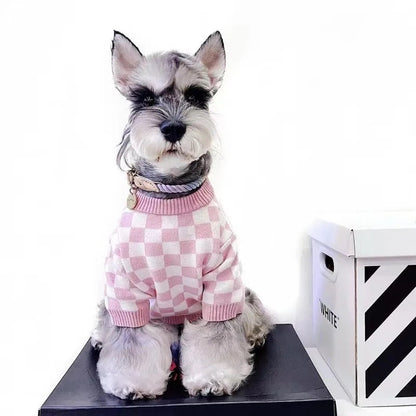 Sally Dog Sweater – Luxury Knit Checker Outfit for Dogs