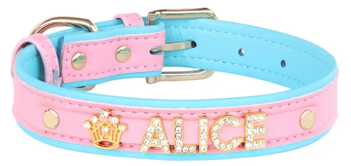 Cotton Sky Crown Name Dog Collar | Customized Dog Collar