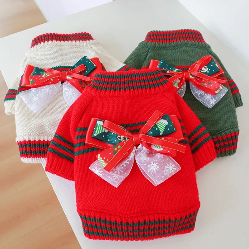 Holiday Gift Box Dog Sweater | Christmas Dog Knitwear