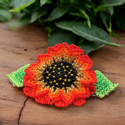 Handmade Beaded Sunflower Hair Clip-Golden
