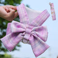 Ruffle Bow Dress Dog Harness and Leash Set | Dog Walking Outfit