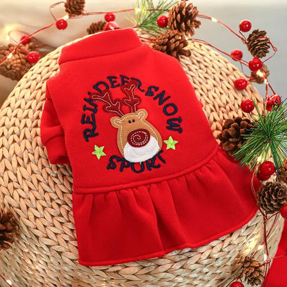 Reindeer Wishes Holiday Dog Dress | Christmas Occasion Outfit
