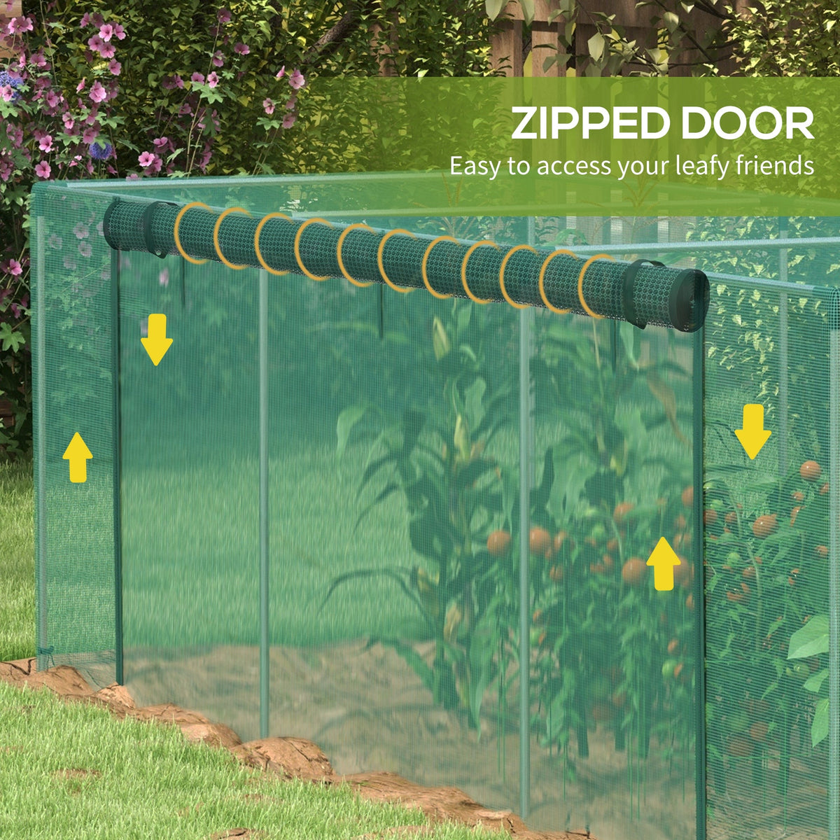 Galvanized Steel Crop Cage, Plant Protection Tent with Zippered Door, 4' x 4', Black