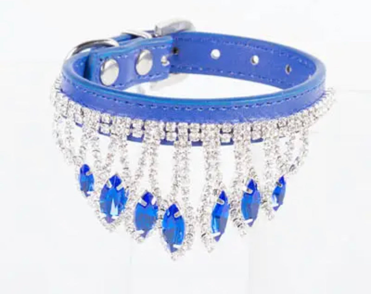 Sapphire Crown Dog Collar | Rhinestone Dog Collar