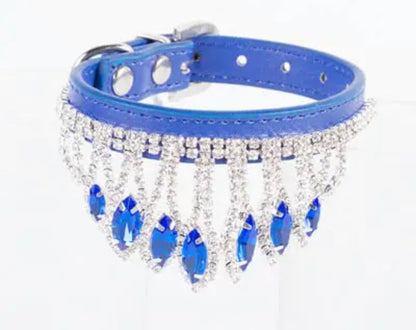 Sapphire Crown Dog Collar | Rhinestone Dog Collar