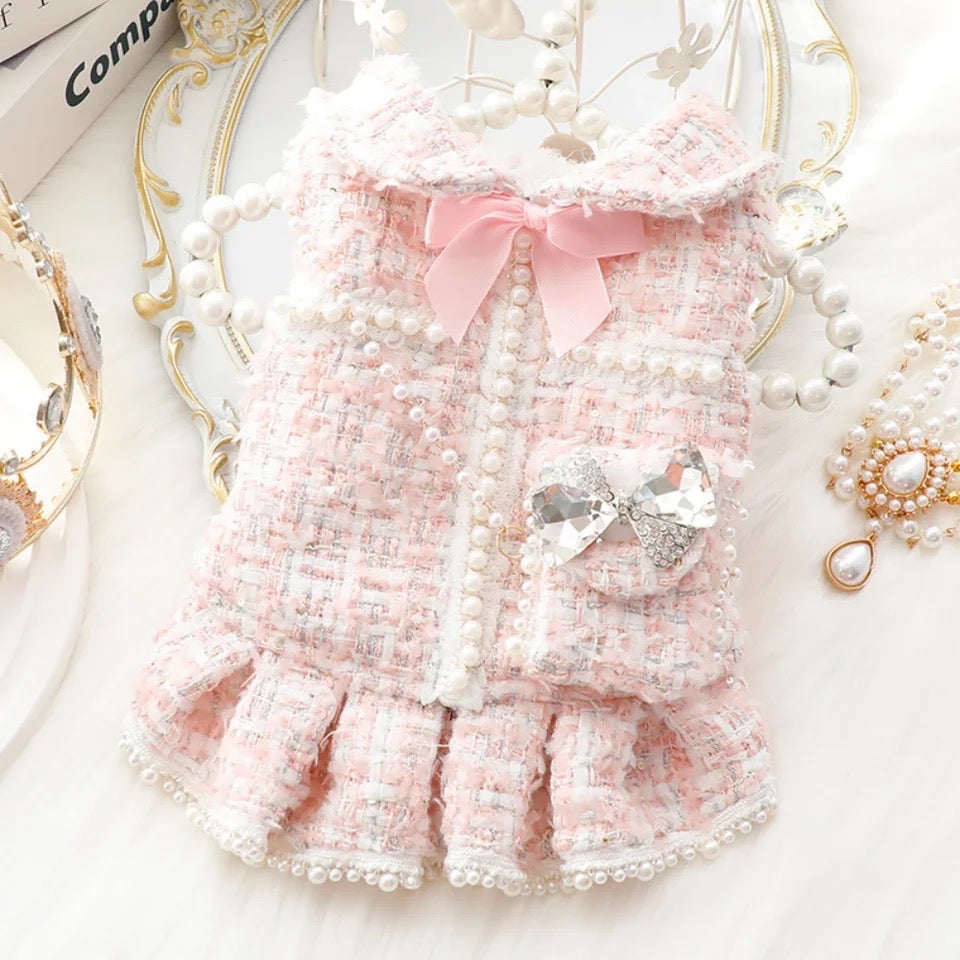 Coco Tweed Dog Dress – Luxury Classic Outfit for Dogs