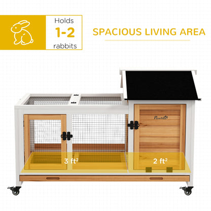 Rabbit Cage with Wheels, Ramp, Run, Tray for Indoor Outdoor, Suitable for Rabbit, Guinea Pig, Coffee