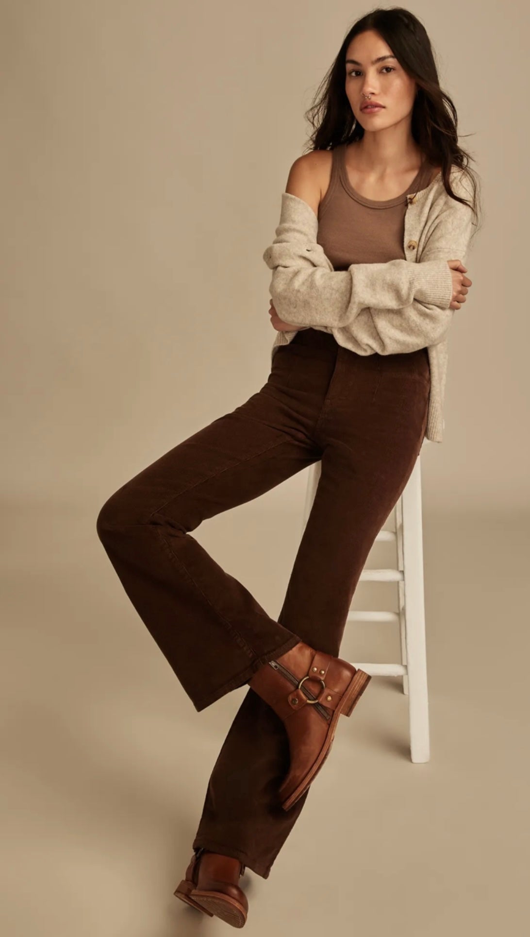 Lucky Brand Women’s Stevie High-Rise Corduroy Flare Pants