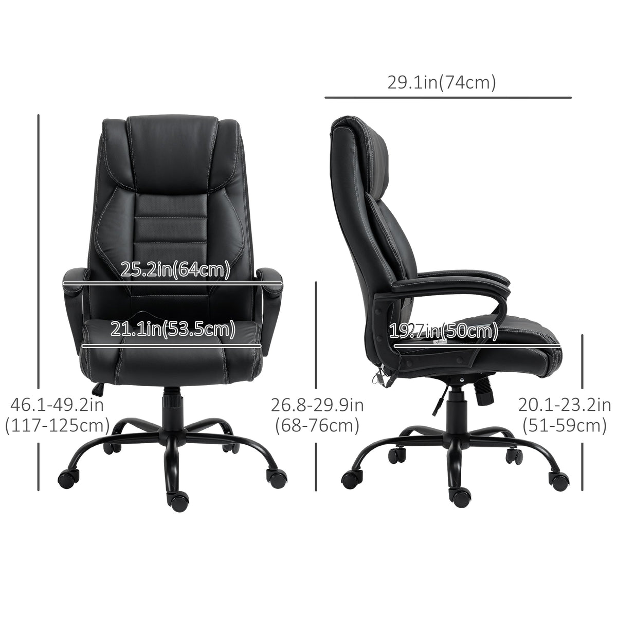 Massage Office Chair, High Back Executive Office Chair with 6-Point Vibration, Timer, Adjustable Height, Swivel Seat and Rocking Function, Black
