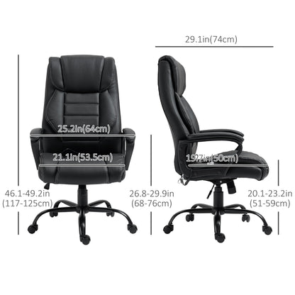 Massage Office Chair, High Back Executive Office Chair with 6-Point Vibration, Timer, Adjustable Height, Swivel Seat and Rocking Function, Black