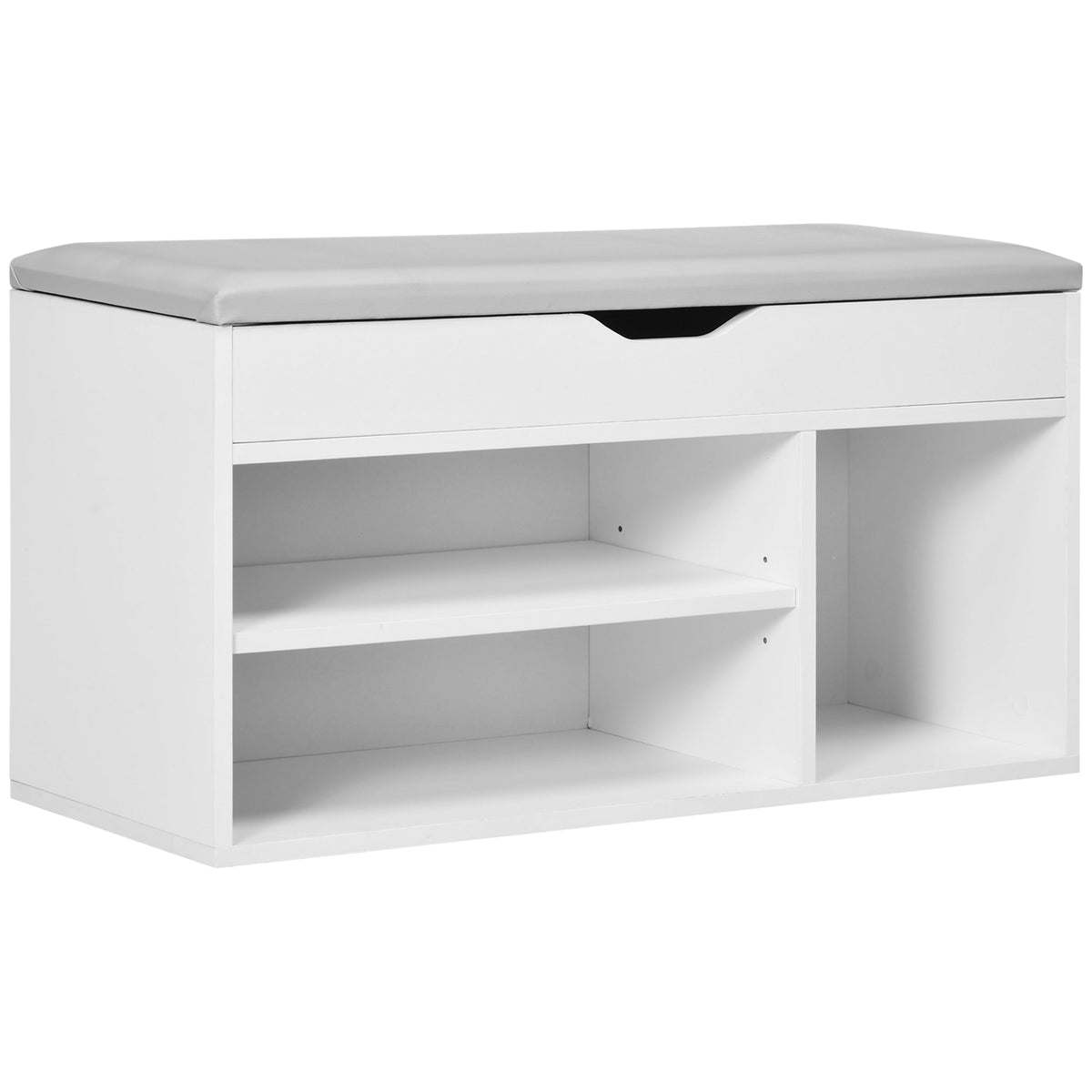 Shoe Bench Entryway Storage Rack with Padded Cushion, Hidden Storage for Hallway, Living Room, Natural
