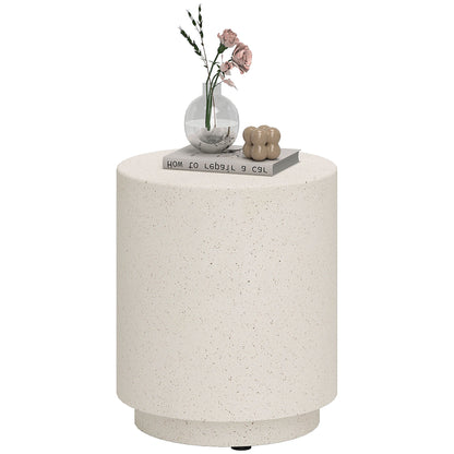 Terrazzo Finish Side Table, 17" Round End Table for Indoor and Outdoor, Charcoal Grey