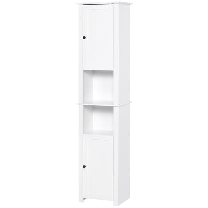 Tall Medicine Cabinet, Freestanding Bathroom Storage Cabinet with Shelves and 2 Cupboards, Bathroom Organizer, White