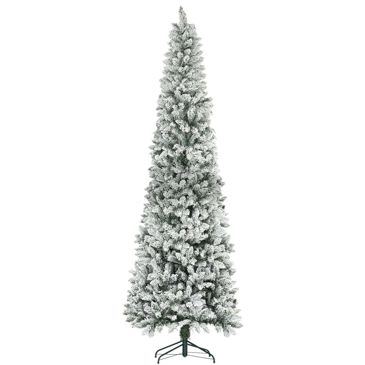 6ft Pencil Christmas Tree, Flocked Tree with 479 Branch Tips and Metal Base for Home, Indoor, Holiday