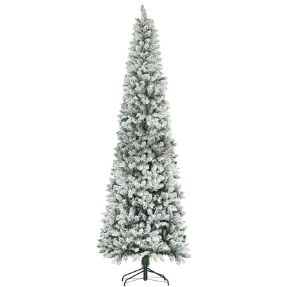 6ft Pencil Christmas Tree, Flocked Tree with 479 Branch Tips and Metal Base for Home, Indoor, Holiday